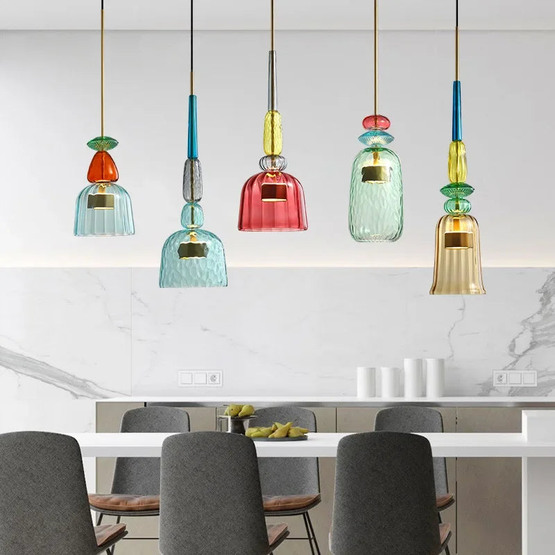 Adjustable Height Pendant Light with Vibrant Colors