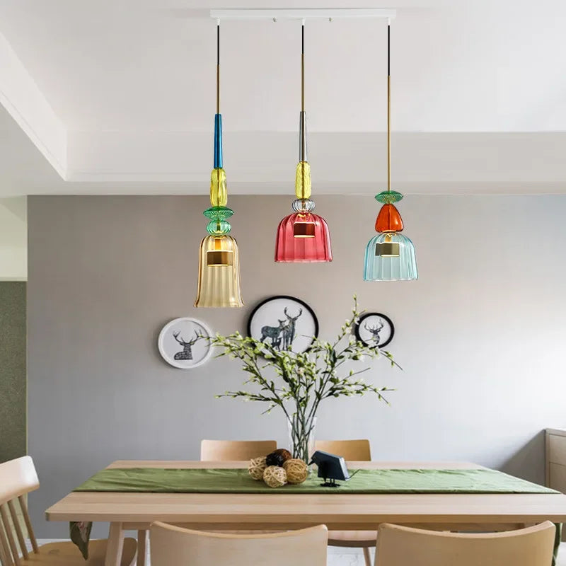 Adjustable Height Pendant Light with Vibrant Colors