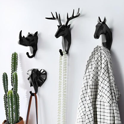 Whimsical Animal Head Wall Hooks for Keys & Coats