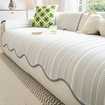 Aurivelle Herringbone Scallop Edge Sofa Cover