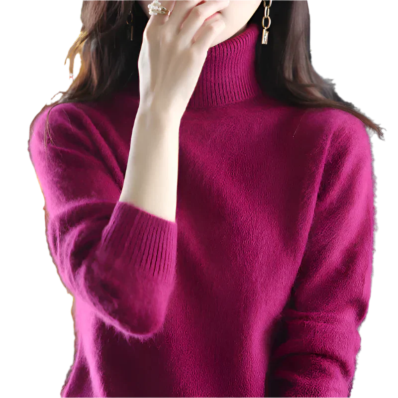 AuroraWeave 100% Cashmere Turtleneck For Women Autumn Knit