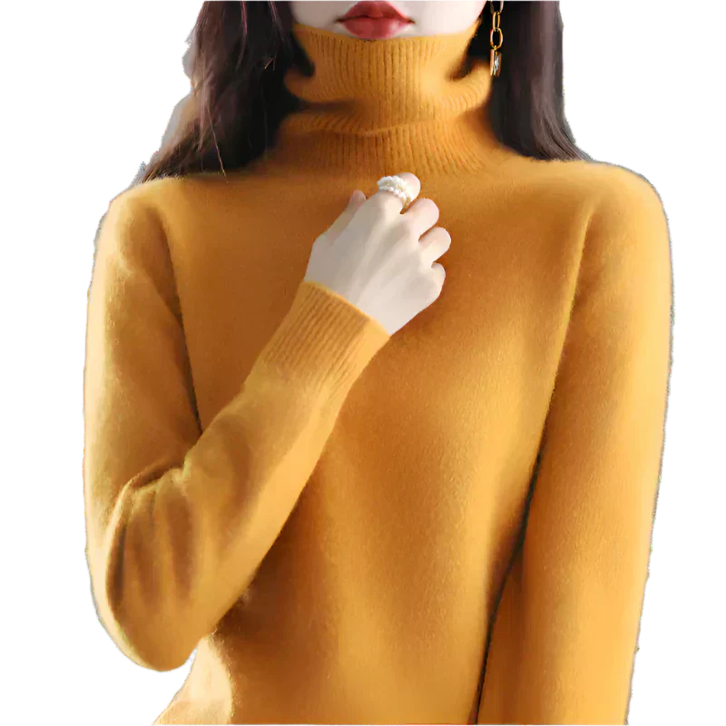 AuroraWeave 100% Cashmere Turtleneck For Women Autumn Knit