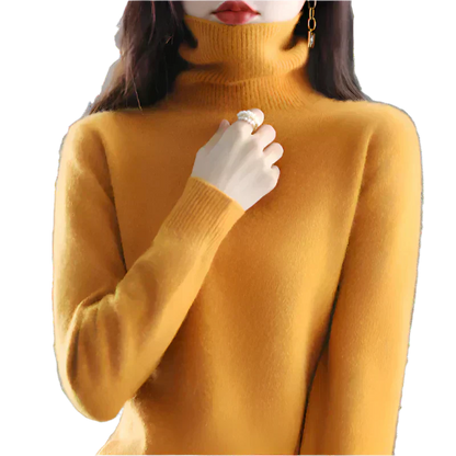 AuroraWeave 100% Cashmere Turtleneck For Women Autumn Knit