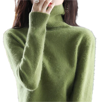 AuroraWeave 100% Cashmere Turtleneck For Women Autumn Knit