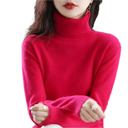 AuroraWeave 100% Cashmere Turtleneck For Women Autumn Knit