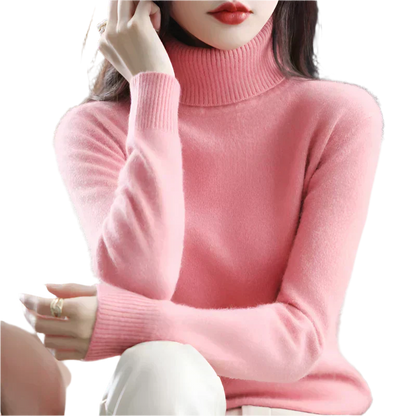 AuroraWeave 100% Cashmere Turtleneck For Women Autumn Knit