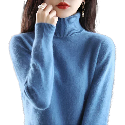 AuroraWeave 100% Cashmere Turtleneck For Women Autumn Knit