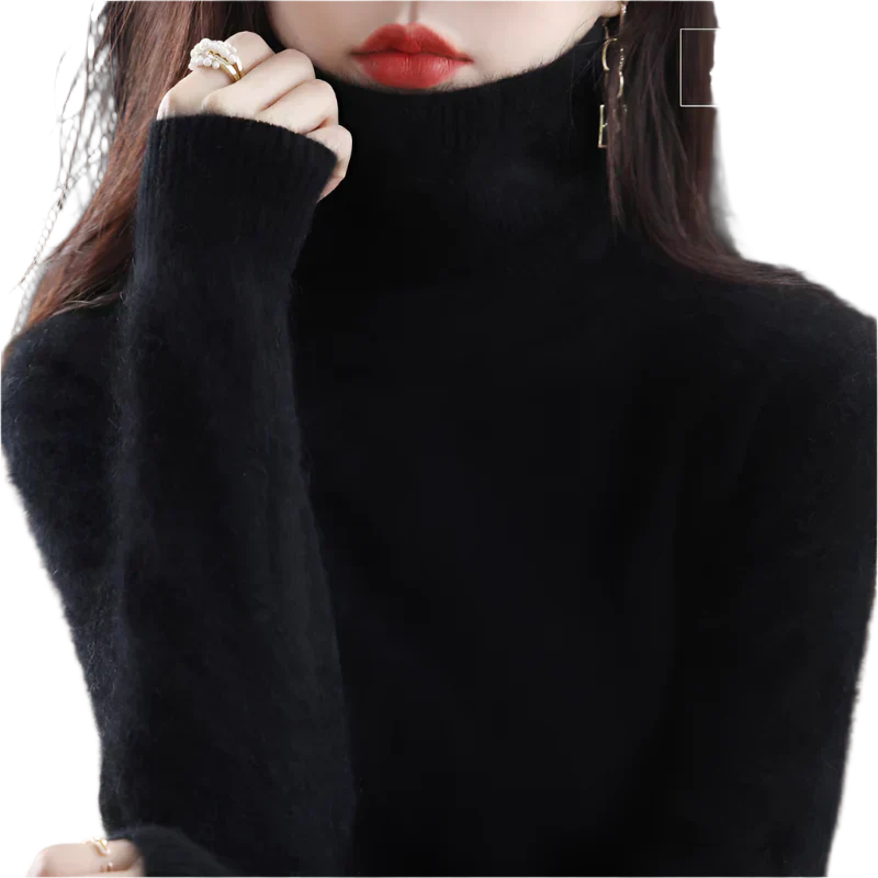 AuroraWeave 100% Cashmere Turtleneck For Women Autumn Knit