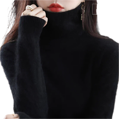 AuroraWeave 100% Cashmere Turtleneck For Women Autumn Knit