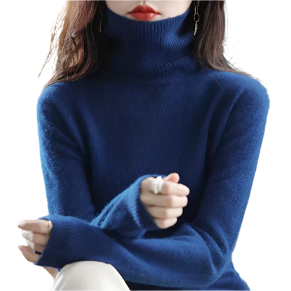AuroraWeave 100% Cashmere Turtleneck For Women Autumn Knit