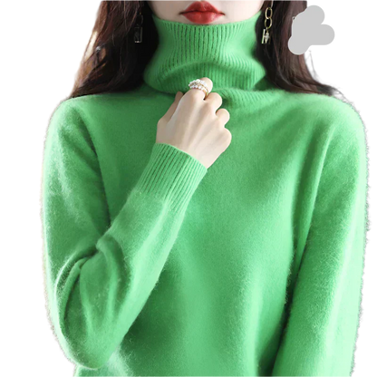 AuroraWeave 100% Cashmere Turtleneck For Women Autumn Knit