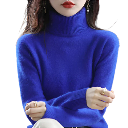 AuroraWeave 100% Cashmere Turtleneck For Women Autumn Knit
