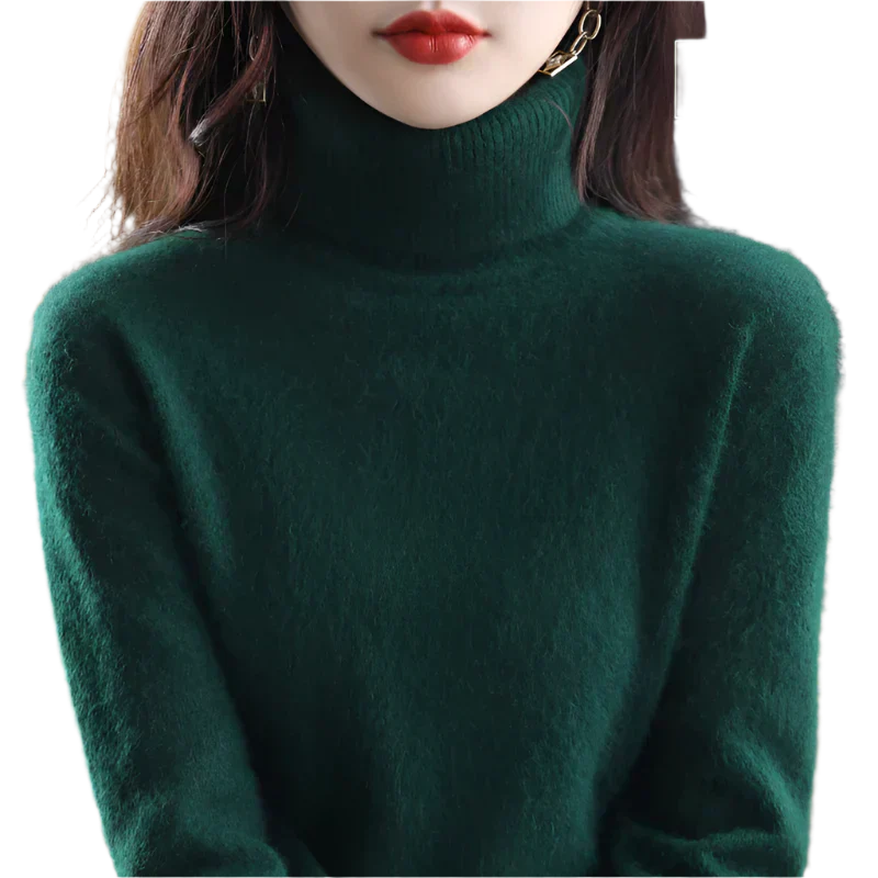 AuroraWeave 100% Cashmere Turtleneck For Women Autumn Knit
