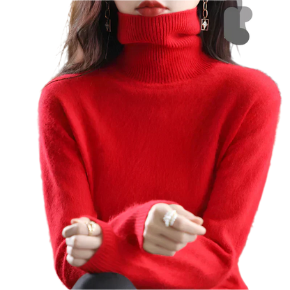 AuroraWeave 100% Cashmere Turtleneck For Women Autumn Knit