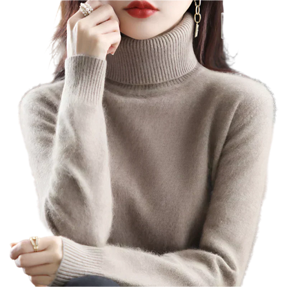 AuroraWeave 100% Cashmere Turtleneck For Women Autumn Knit