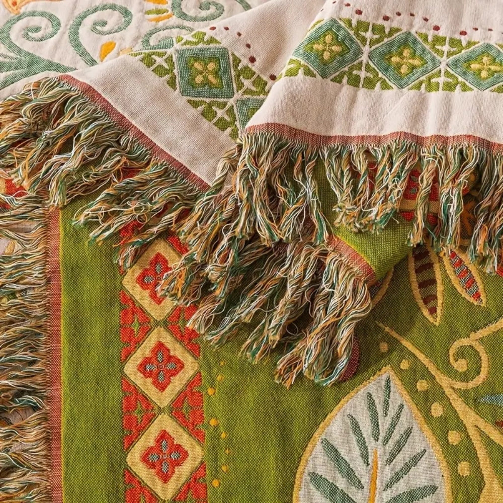 Boho Floral Reversible Throw Blanket - Cotton Gauze