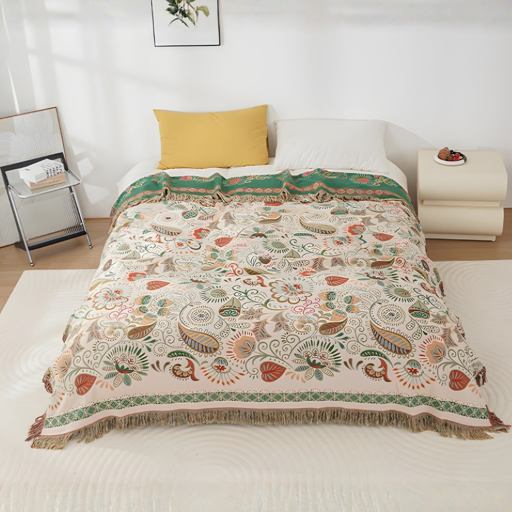 Boho Floral Reversible Throw Blanket - Cotton Gauze