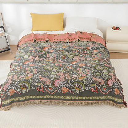 Boho Floral Reversible Throw Blanket - Cotton Gauze