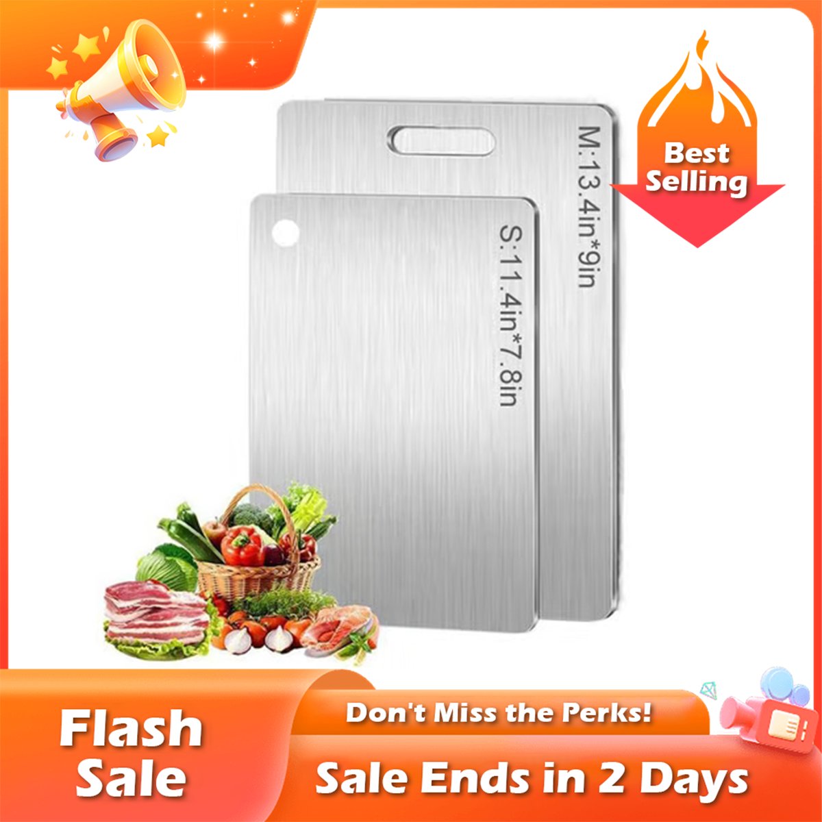 🏆🔥Stainless Steel Double Sided Chopping Board