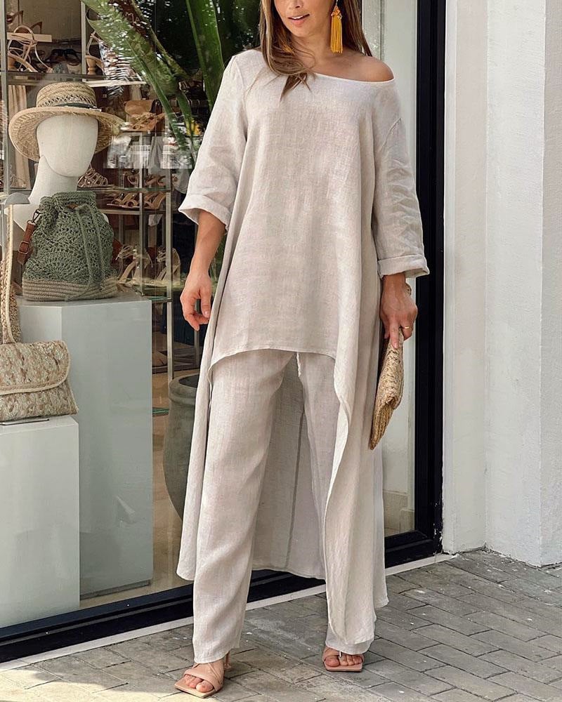 🔥SUMMER SALE🔥 Casual Irregular Long Sleeve Two-piece Set 💥 BUY 2 FREE SHIPPING