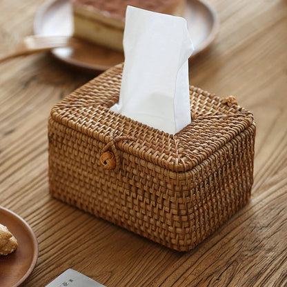 Handwoven Rattan Tissue Cover