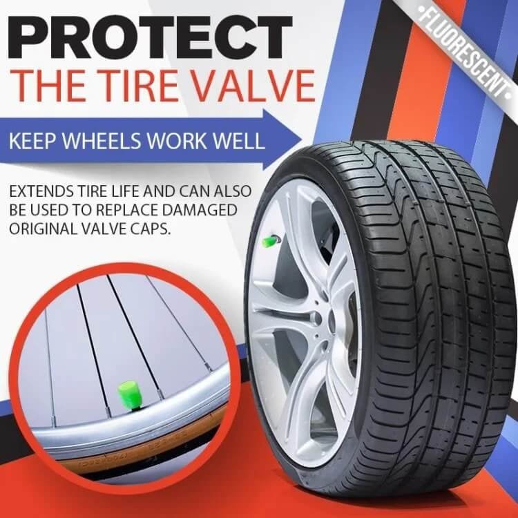 50PCS Glow-in-the-Dark Car Tire Valve Cap Set - Durable, Easy-to-Install, No-Tool-Required Accessories for Safe Night Driving - Perfect for Most Vehicle Tires