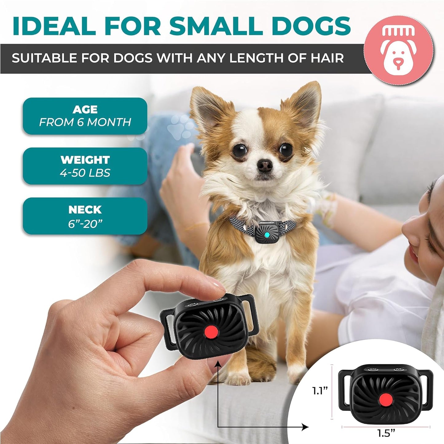 CANINECARE - Gentle Anti-Bark Collar for Small Dogs