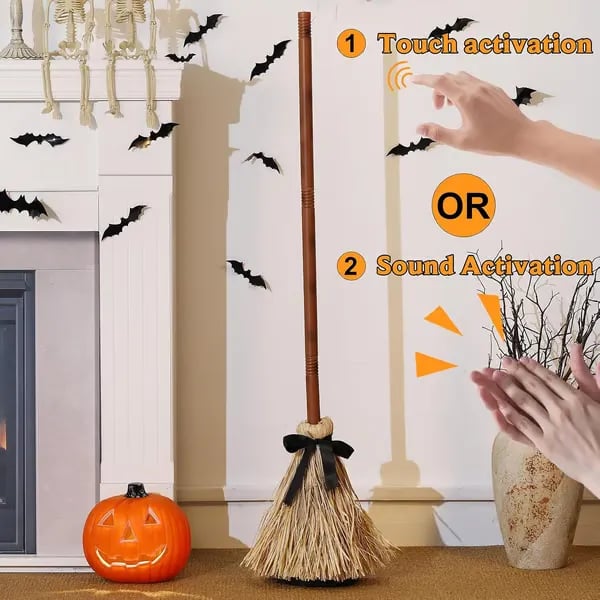 Early Halloween Offer👻 Floating Witch's Broom – Eerie Laughs & Hypnotic Dance at Your Command! 🎃