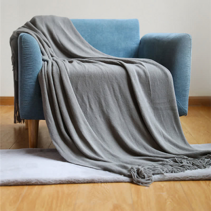 Thick Knit Throw with Tassels