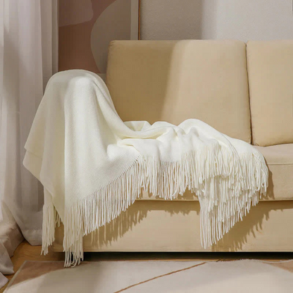 Thick Knit Throw with Tassels