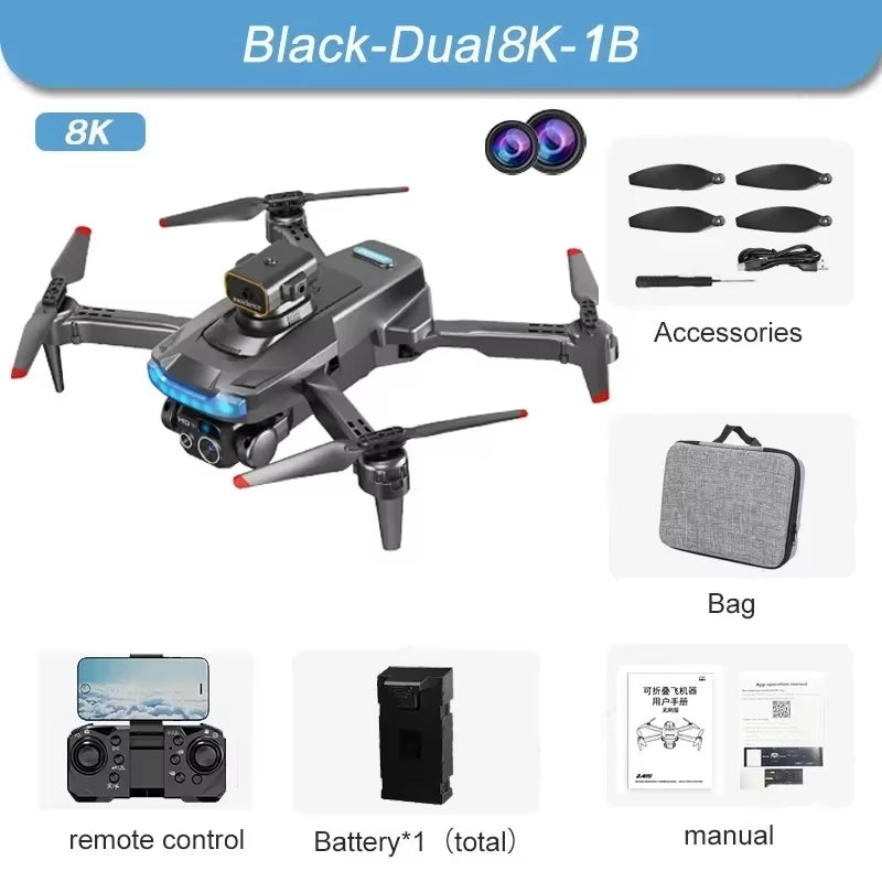 Foldable 8K Drone with Dual HD Cameras for Aerial Imaging