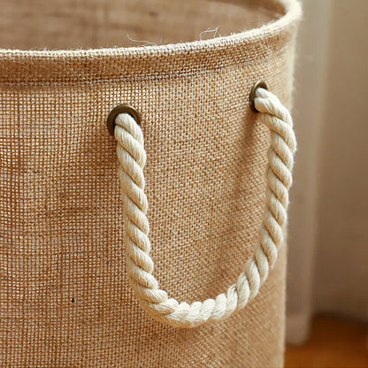 Foldable Cotton Linen Laundry Hamper with Waterproof Lining