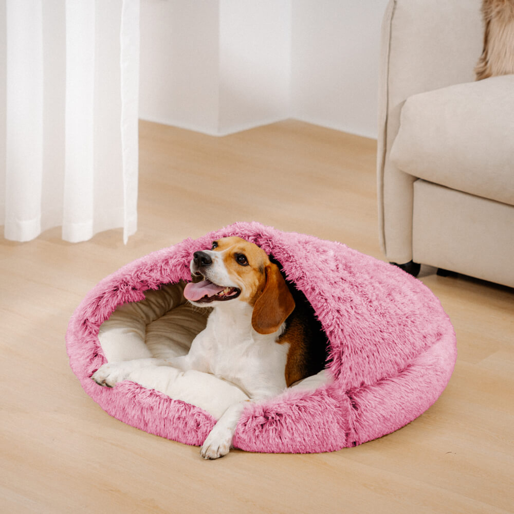 Semi-Enclosed Pet Burrow Bed - Soft Cotton Fabric