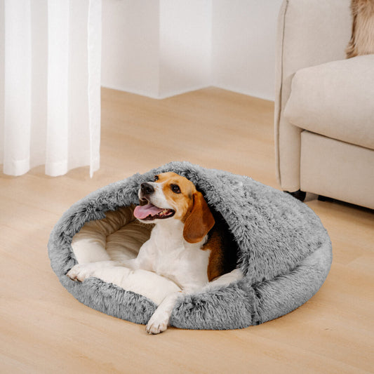 Semi-Enclosed Pet Burrow Bed - Soft Cotton Fabric