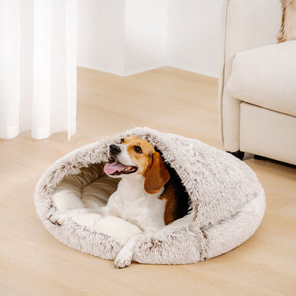Semi-Enclosed Pet Burrow Bed - Soft Cotton Fabric
