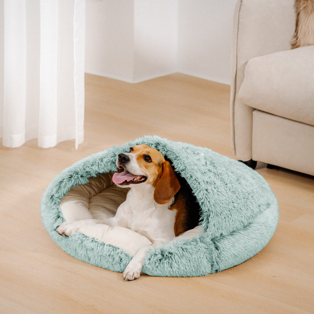 Semi-Enclosed Pet Burrow Bed - Soft Cotton Fabric