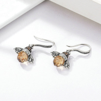 Crystal Drop Bee Earrings
