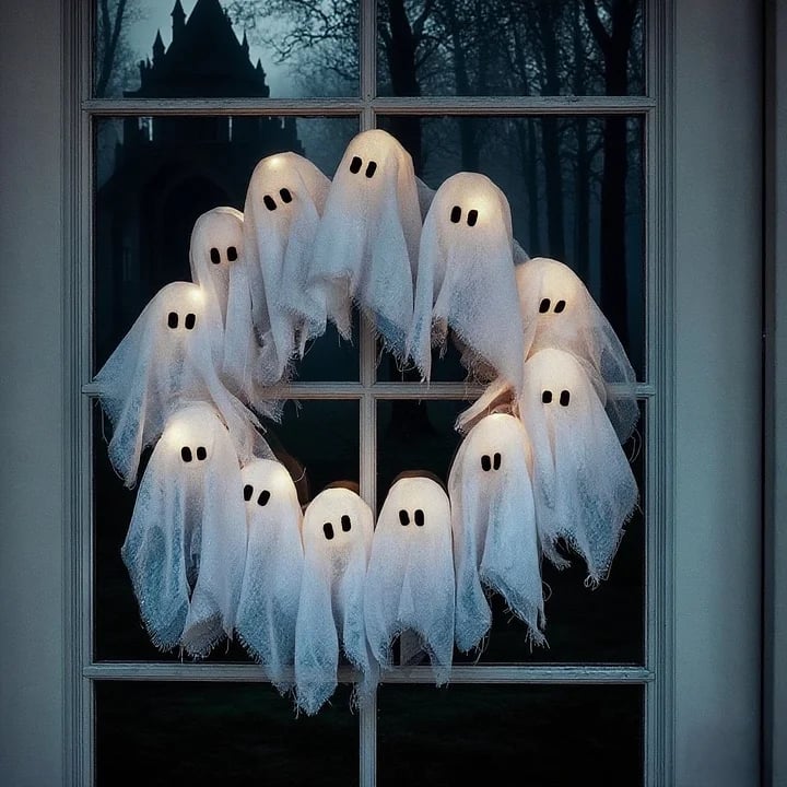 🏆50K+ SOLD! Almost Gone💥Lit Ghosts Wreath