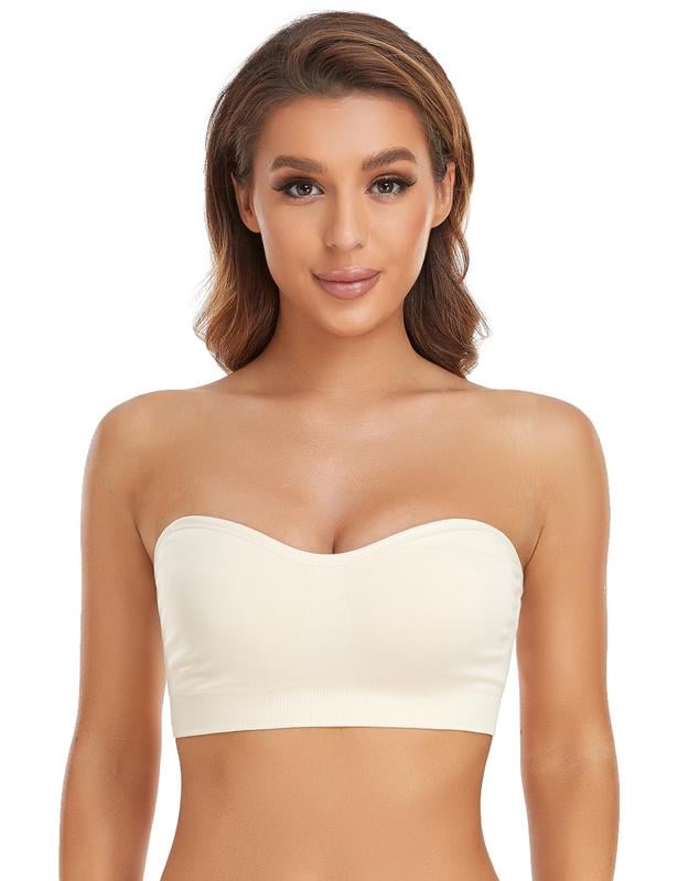 Strapless Bras for Women, Non-Slip Silicone Padded Bandeau Bra