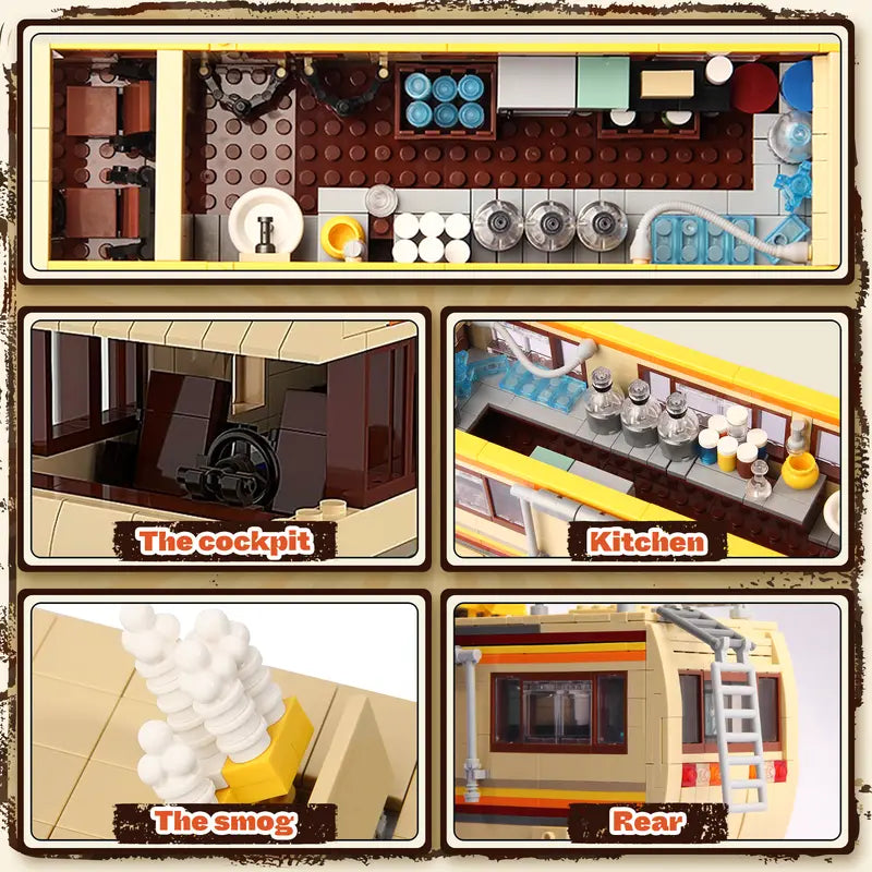 Creative Yellow Bus Building Brick Set – 66002 Camper Van, 986 Pieces for Ages 12+