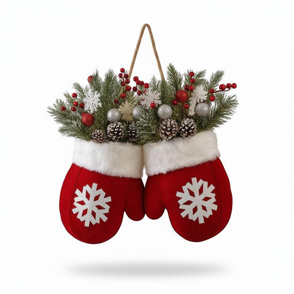 Handmade Christmas Mitten Wreath