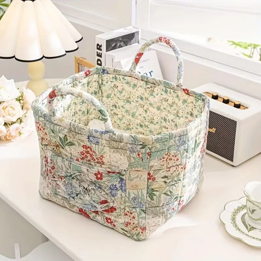 Floral Quilted Storage Tote