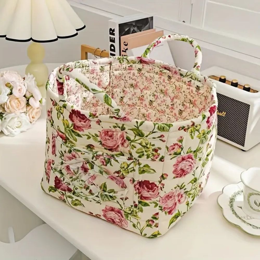 Floral Quilted Storage Tote