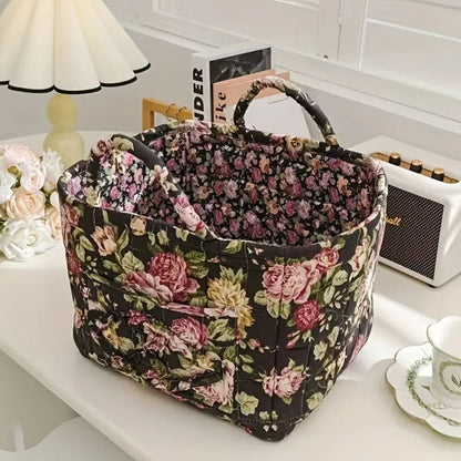Floral Quilted Storage Tote