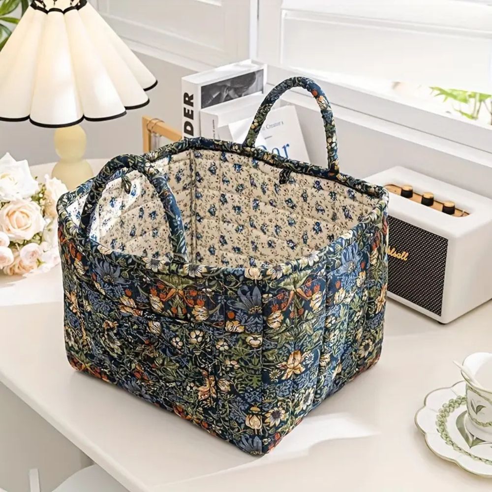 Floral Quilted Storage Tote