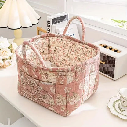 Floral Quilted Storage Tote