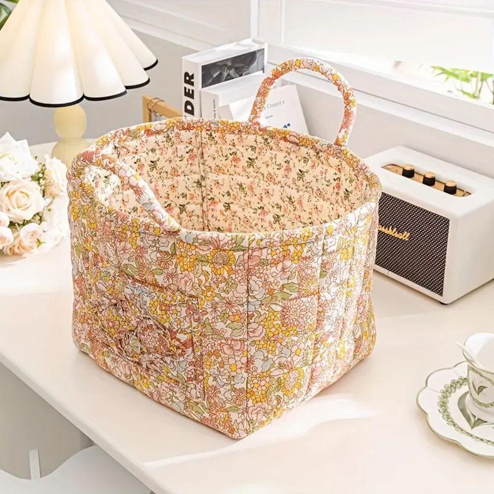 Floral Quilted Storage Tote