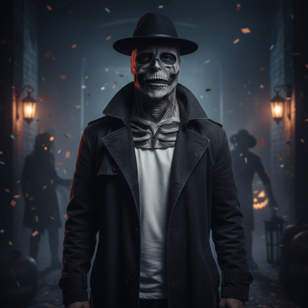 DREADSKULL – Lifelike skeleton mask & hat set for Halloween