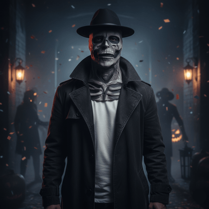 DREADSKULL – Lifelike skeleton mask & hat set for Halloween