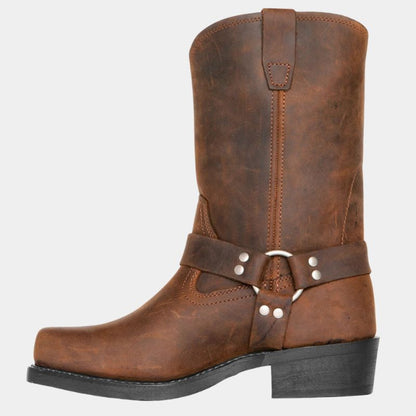 Men's Rugged Leather Harness Boots